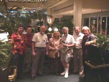 Mary Burroughs with ERB fans in the lobby of the Marriott