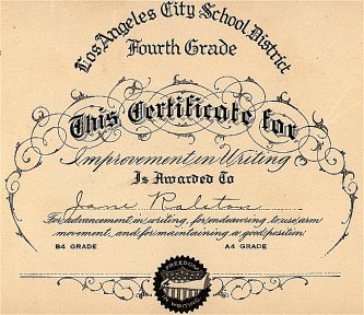 Fourth Grade Writing Certificate