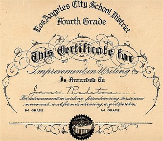 Fourth Grade Writing Certificate