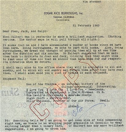 21 February 1943 from ERB